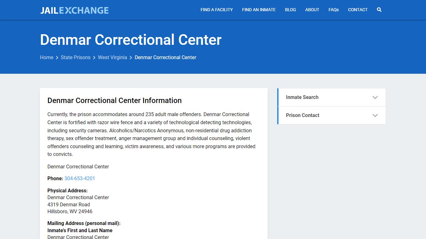 Denmar Correctional Center Inmate Search, WV - Jail Exchange