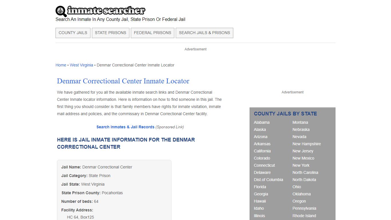 Denmar Correctional Center Inmate Locator - Inmate Searcher